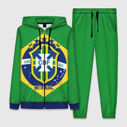 Женский костюм 3D Сборная Бразилии флаг, цвет синий