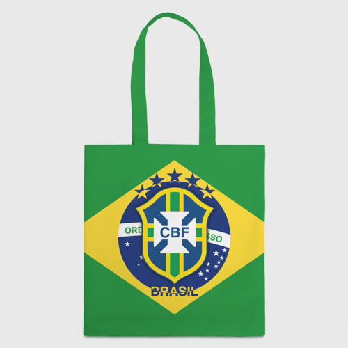 Шоппер 3D с принтом Сборная Бразилии флаг, вид спереди #2