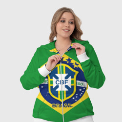 Костюм с принтом Сборная Бразилии флаг для любого человека, вид спереди №4. Цвет основы: белый