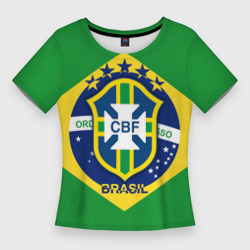 Женская футболка 3D Slim Сборная Бразилии флаг