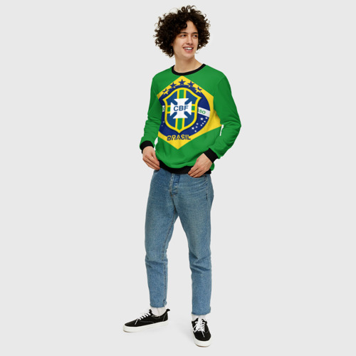 Мужской свитшот 3D Сборная Бразилии флаг, цвет черный - фото 5