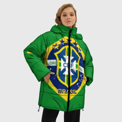 Женская зимняя куртка Oversize Сборная Бразилии флаг - фото 2
