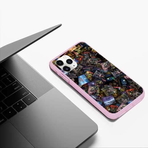 Чехол для iPhone 11 Pro Max матовый Iron Maiden. Дискография, цвет розовый - фото 5