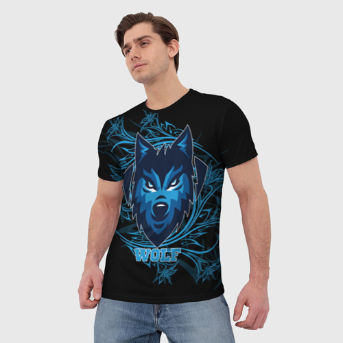 Мужская футболка 3D с принтом Wolf, фото на моделе #1