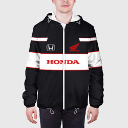 Куртка с принтом Honda для мужчины, вид на модели спереди №3. Цвет основы: белый