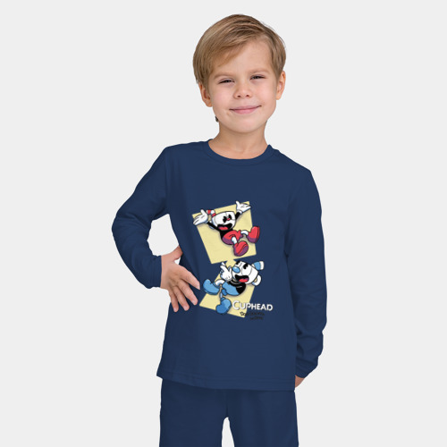 Детская пижама с лонгсливом хлопок Cuphead 2, цвет темно-синий - фото 3