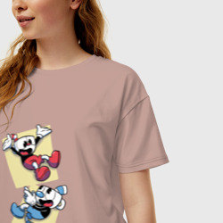 Женская футболка хлопок Oversize Cuphead 2 - фото 2
