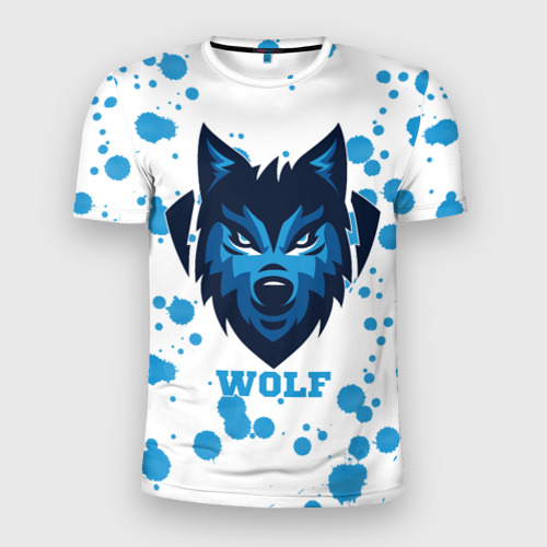Мужская футболка 3D Slim Синий волк