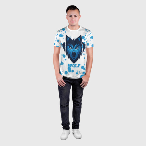 Мужская футболка 3D Slim Синий волк - фото 4