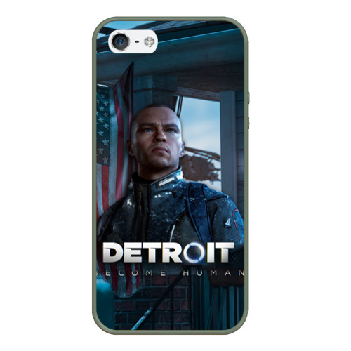 Чехол для iPhone 5/5S матовый Detroit: Become Human - Markus, цвет темно-зеленый