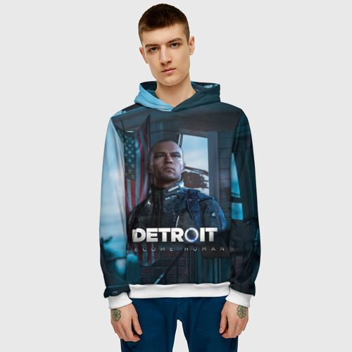 Мужская толстовка 3D Detroit: Become Human - Markus, цвет белый - фото 3