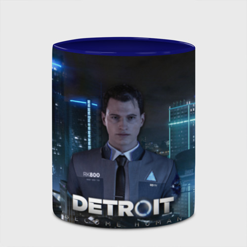 Кружка с полной запечаткой Detroit: Become Human - Connor, цвет белый + синий - фото 4