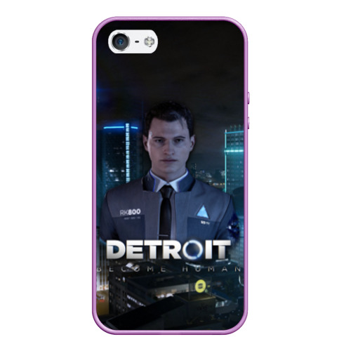 Чехол для iPhone 5/5S матовый Detroit: Become Human - Connor, цвет сиреневый