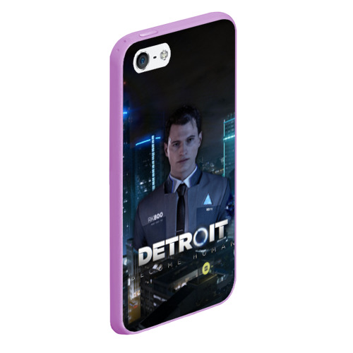 Чехол для iPhone 5/5S матовый Detroit: Become Human - Connor, цвет сиреневый - фото 3