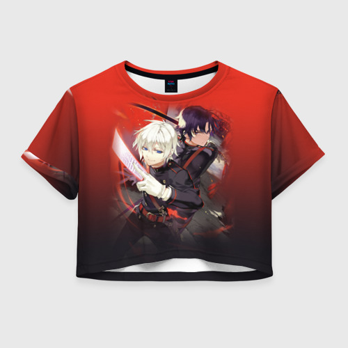 Женская футболка Crop-top 3D Shinya & Guren, цвет 3D печать