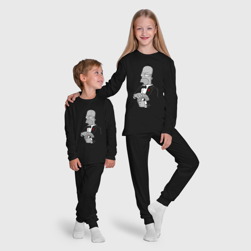 Детская пижама с лонгсливом хлопок Дон Гомер, цвет черный - фото 9
