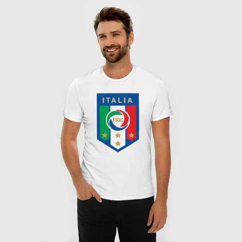 Мужская футболка хлопок Slim Сборная Италии, цвет белый - фото 3