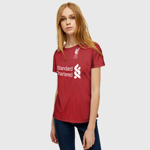 Женская футболка 3D с принтом МСалах 18-19 home, фото на моделе #1