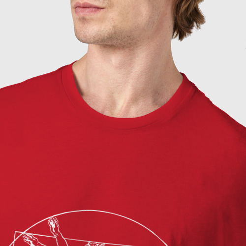 Мужская футболка хлопок Витрувианский человек, цвет красный - фото 6