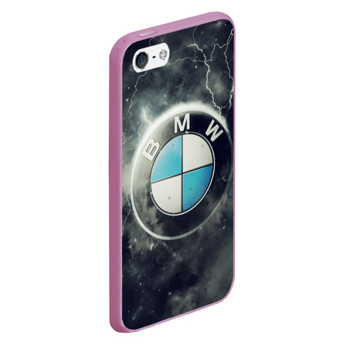 Чехол для iPhone 5/5S матовый Логотип BMW, цвет розовый - фото 3