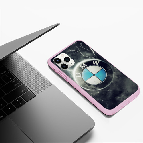 Чехол для iPhone 11 Pro Max матовый Логотип BMW, цвет розовый - фото 5