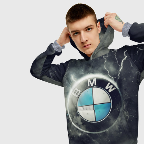 Мужская толстовка 3D с принтом Логотип BMW, вид сбоку #3