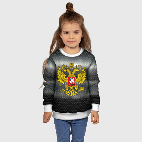 Детский свитшот 3D Герб России на металлическом фоне, цвет 3D печать - фото 7