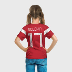 Футболка с принтом Головин ЧМ 2018 для ребенка, вид на модели сзади №3. Цвет основы: белый