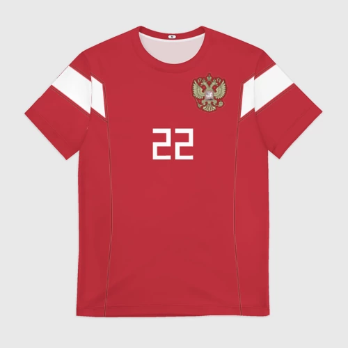 Мужская футболка 3D с принтом Дзюба ЧМ 2018, вид спереди #2