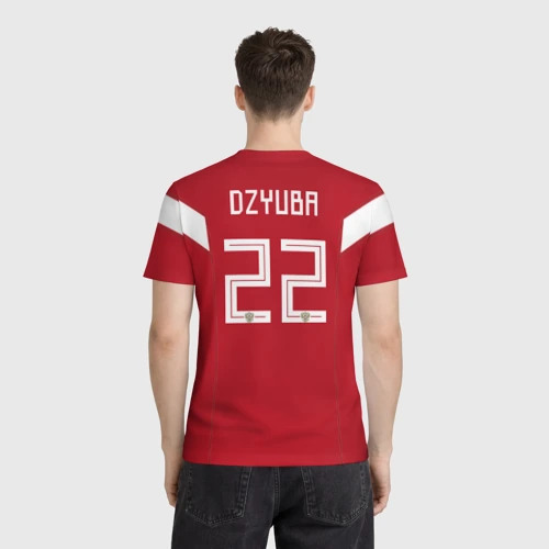 Мужская футболка 3D с принтом Дзюба ЧМ 2018, вид сзади #2