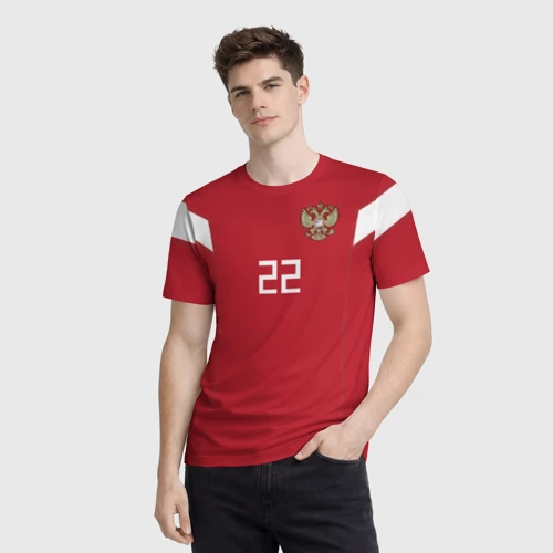 Мужская футболка 3D с принтом Дзюба ЧМ 2018, фото на моделе #1