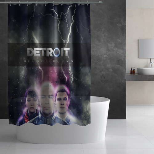 Штора 3D для ванной Detroit become human - фото 3