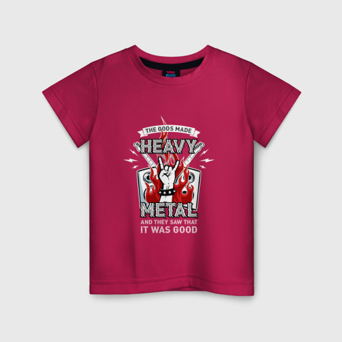 Детская футболка хлопок The Gods made heavy metal, цвет маджента