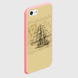 Чехол для iPhone 5/5S матовый Старая карта и корабль - фото 2