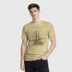 Мужская футболка 3D Старая карта и корабль - фото 2