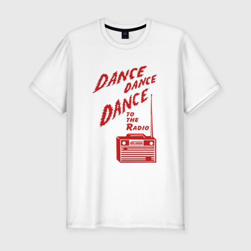 Мужская футболка приталенная из хлопка с принтом Dance to the radio, вид спереди №1