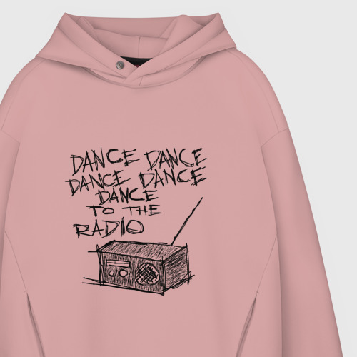 Мужское худи Oversize хлопок Dance to the radio, цвет пыльно-розовый - фото 4