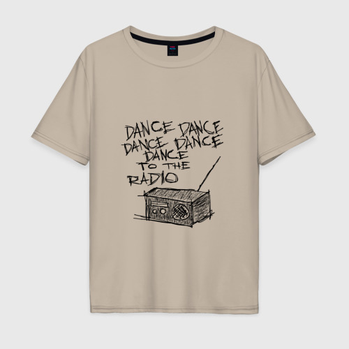 Мужская футболка хлопок Oversize Dance to the radio, цвет миндальный