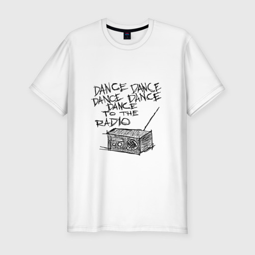 Мужская футболка хлопок Slim Dance to the radio, цвет белый