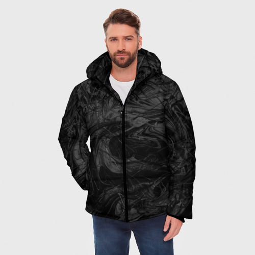Мужская зимняя куртка 3D с принтом Серая материя, фото на моделе #1