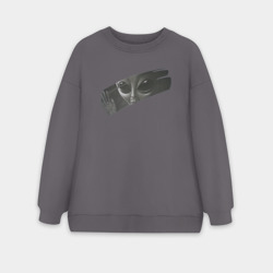 Женский свитшот oversize без начеса хлопок Пришелец сквозь окно
