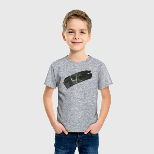 Детская футболка хлопок Пришелец сквозь окно, цвет меланж - фото 3