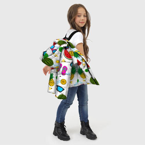 Зимняя куртка для девочек 3D Летняя, цвет светло-серый - фото 6