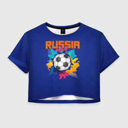 Женская футболка Crop-top 3D Футбол Россия