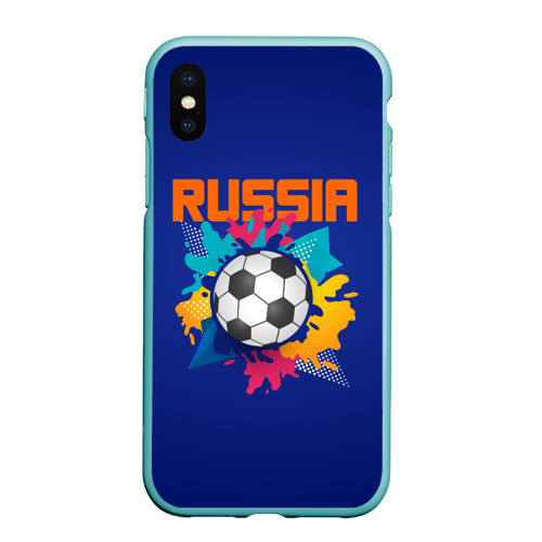 Чехол для iPhone XS Max матовый с принтом Футбол Россия, вид спереди #2