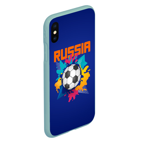 Чехол для iPhone XS Max матовый с принтом Футбол Россия, вид сбоку #3