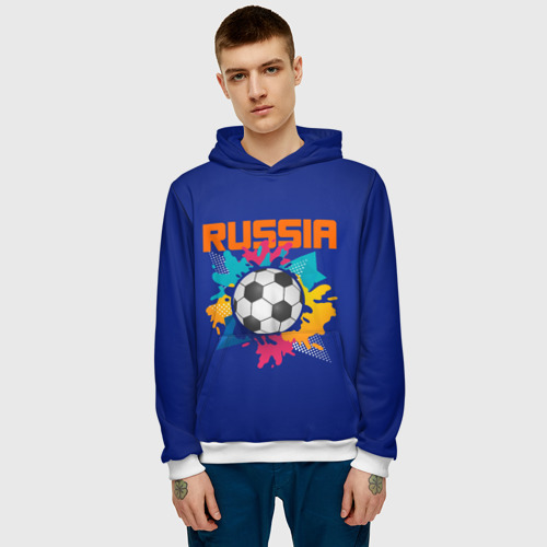 Мужская толстовка 3D Футбол Россия, цвет белый - фото 3