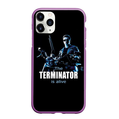 Чехол для iPhone 11 Pro Max матовый Terminator alive, цвет фиолетовый