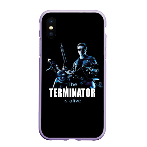 Чехол для iPhone XS Max матовый Terminator alive, цвет светло-сиреневый