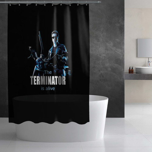 Штора 3D для ванной Terminator alive - фото 3